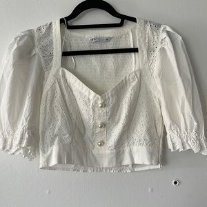 Eyelet Crop Blouse